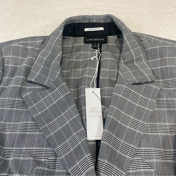 NWT Lane Bryant the Bryant Blazer Black White Houndstooth Plaid Jacket Size 26 - Picture 3 of 11